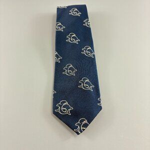 Vintage The President Brand Navy / White Dolphins Men's Tie 3 1/2" x 58"